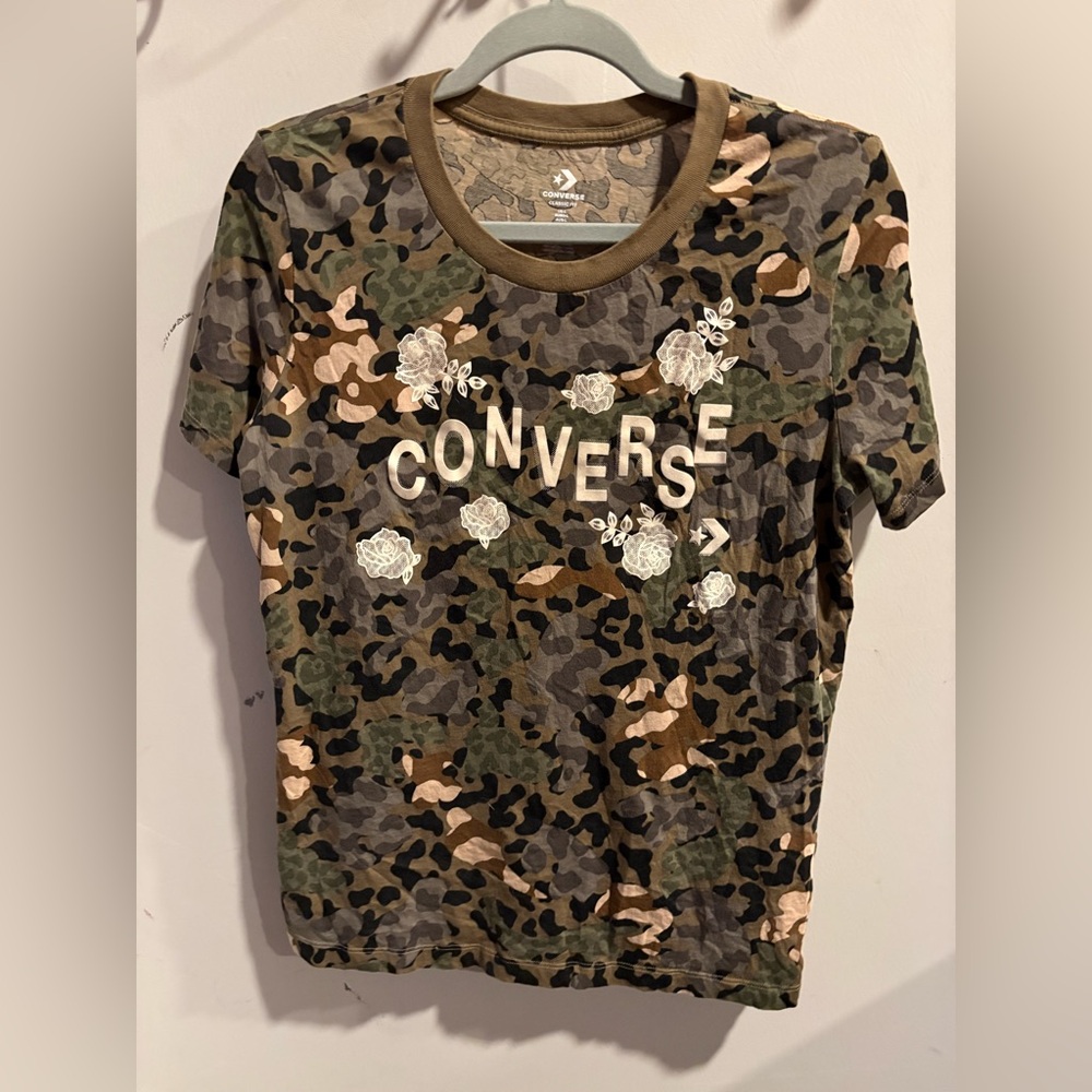 Converse Camouflage T-Shirt with Floral Design